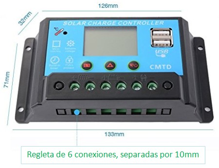 Comprar Sunix regulador 12v-24v controlador carga inteligente panel solar 10A parte USB, pantalla LCD