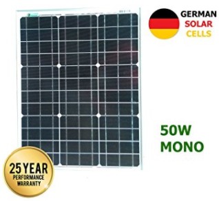 Comprar panel solar monocristalino 50W 12v células alemanas.