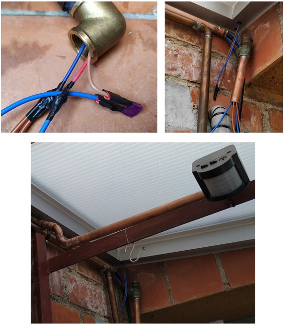 Aislamiento conexiones e introducción de los cables en las tuberías